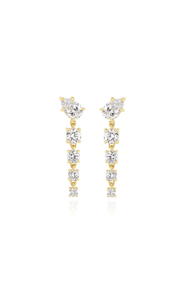14K Yellow Gold Bias Drop Earrings