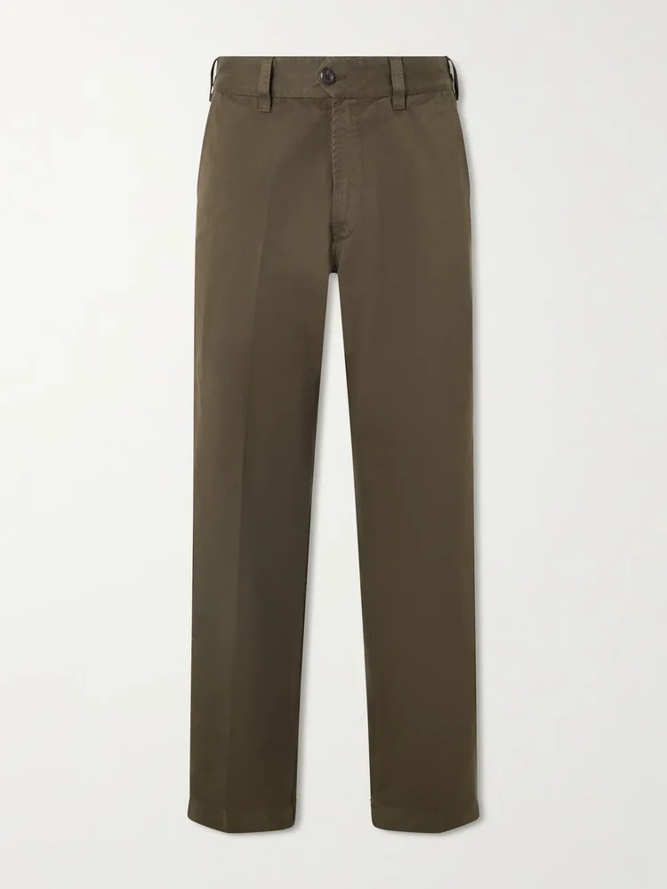 Straight-Leg Peached Cotton-Twill Trousers
