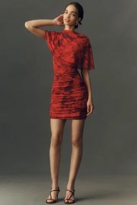 Caped Mesh Mini Dress