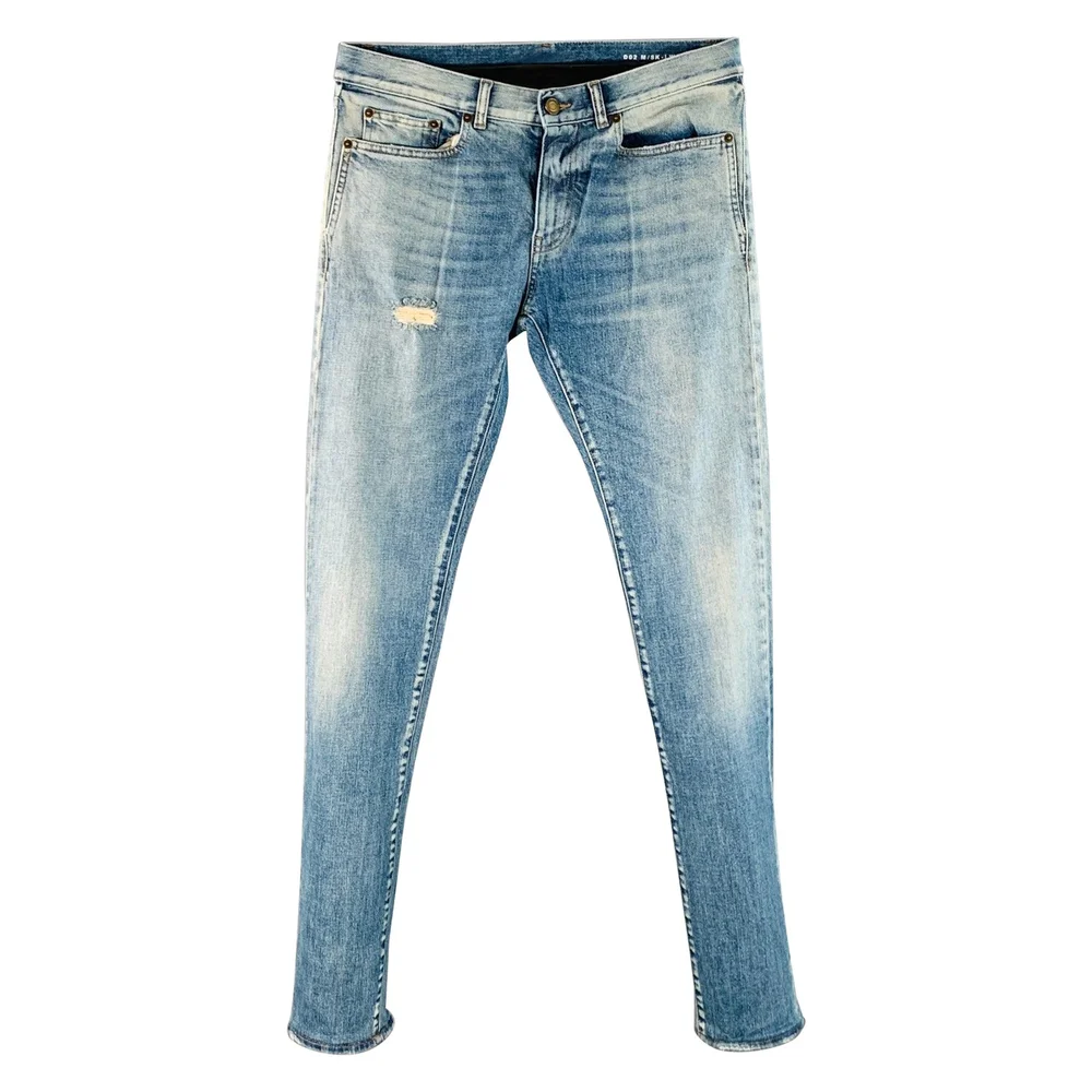 Pre-Owned Distressed Slim Tapered Jeans, Size 30
