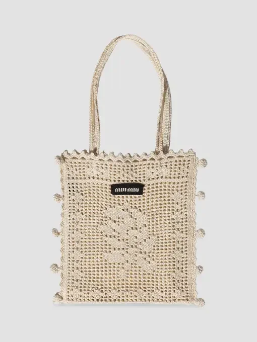 Cotton Crochet Top Handle Bag