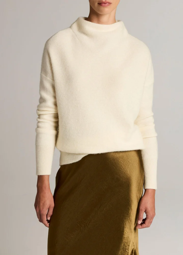 Plush Cashmere Funnel-Neck Sweater