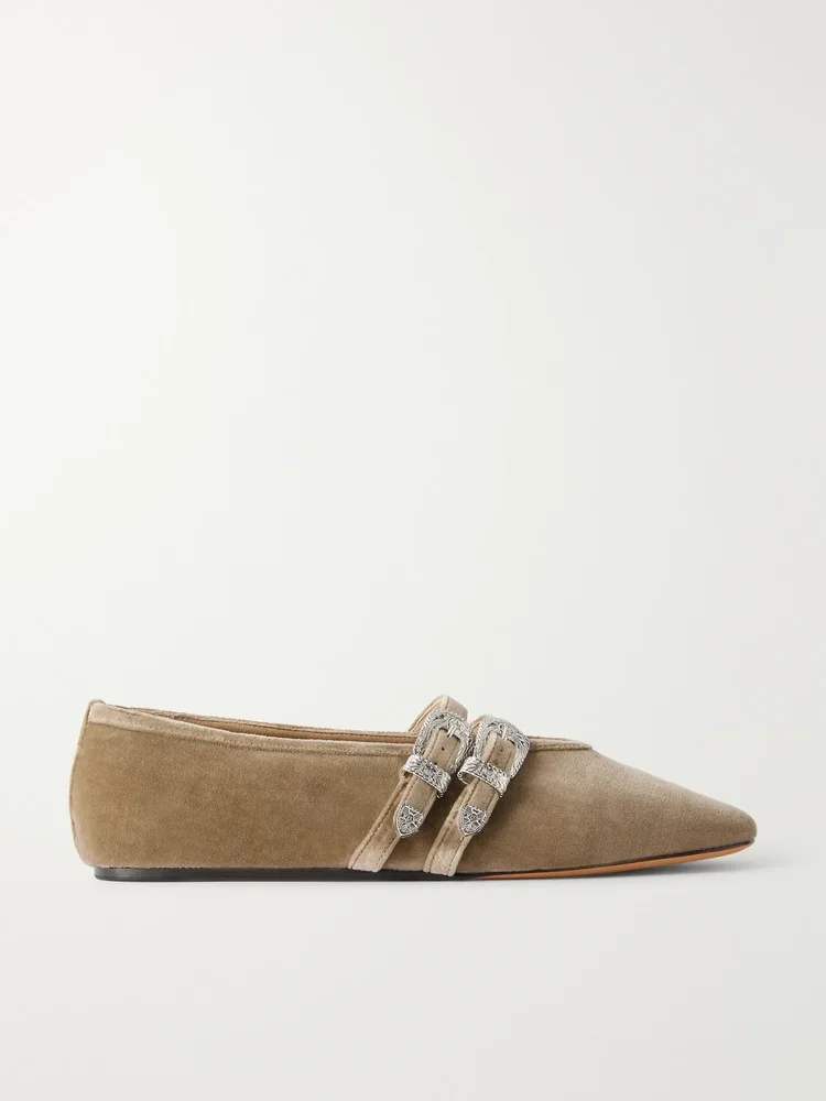 Claudia embellished velvet ballet flats