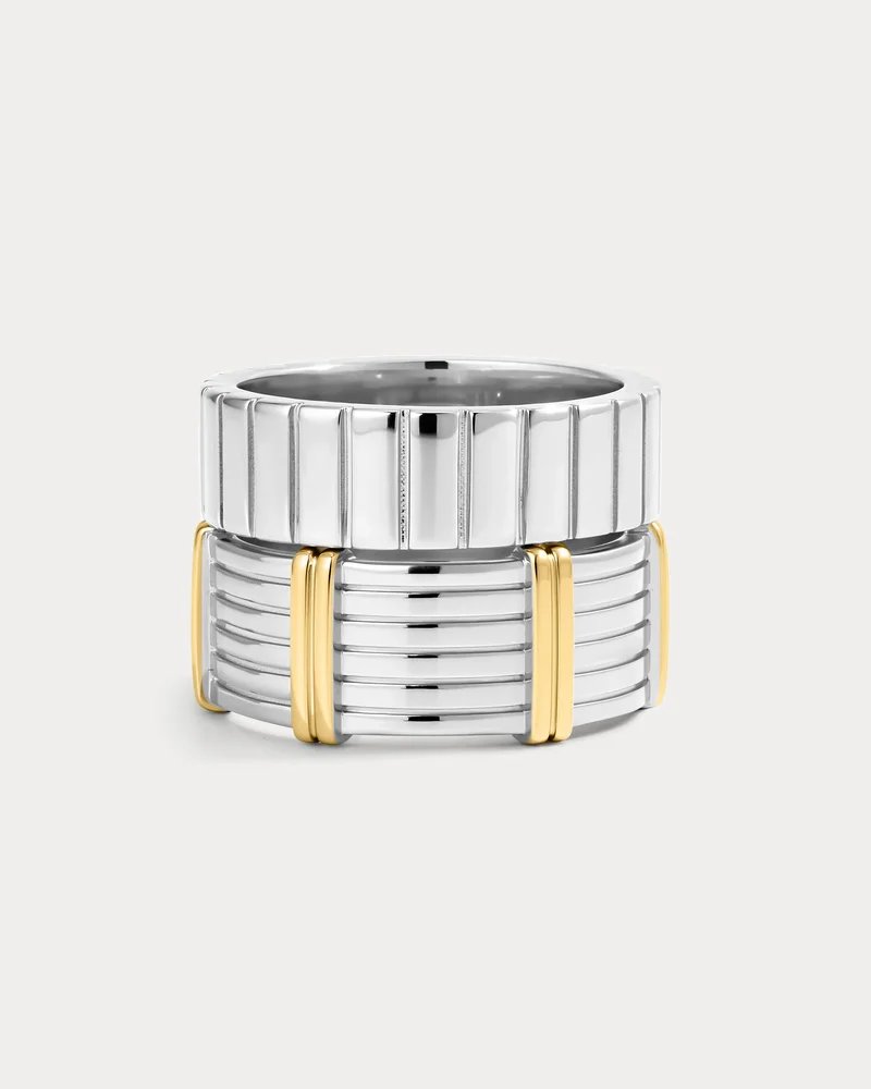 The Luna Bezel Ring Set-Silver