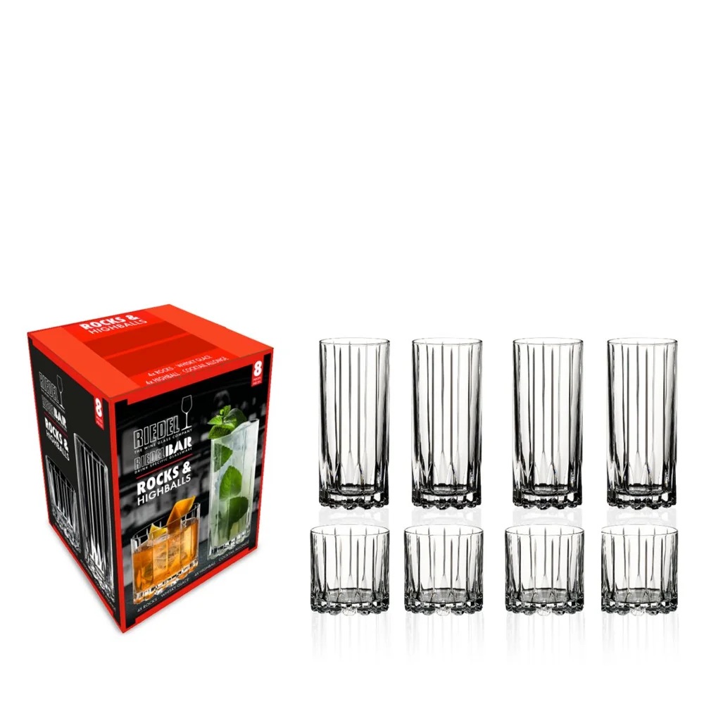 Drink Specific Glassware Rocks and Highball, Set of 8
