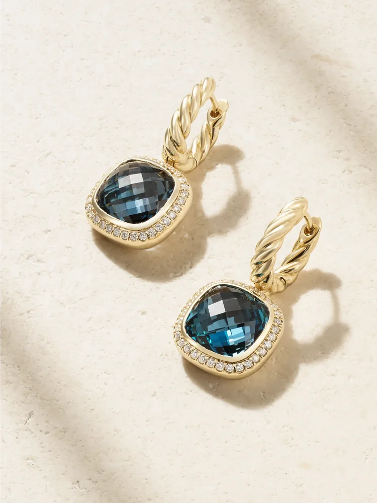 Albion® 18-karat gold, topaz and diamond earrings