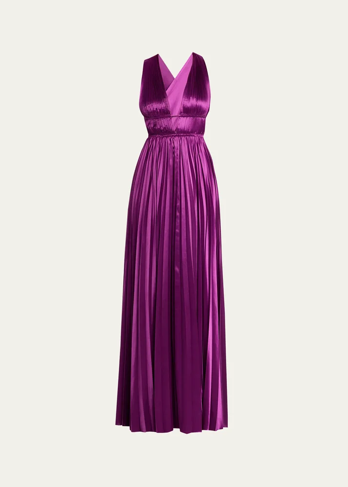 Lena Pleated Satin Gown