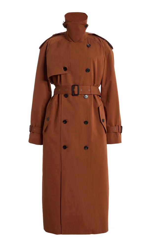 Water-Repellent Cotton-Silk Canvas Trench Coat