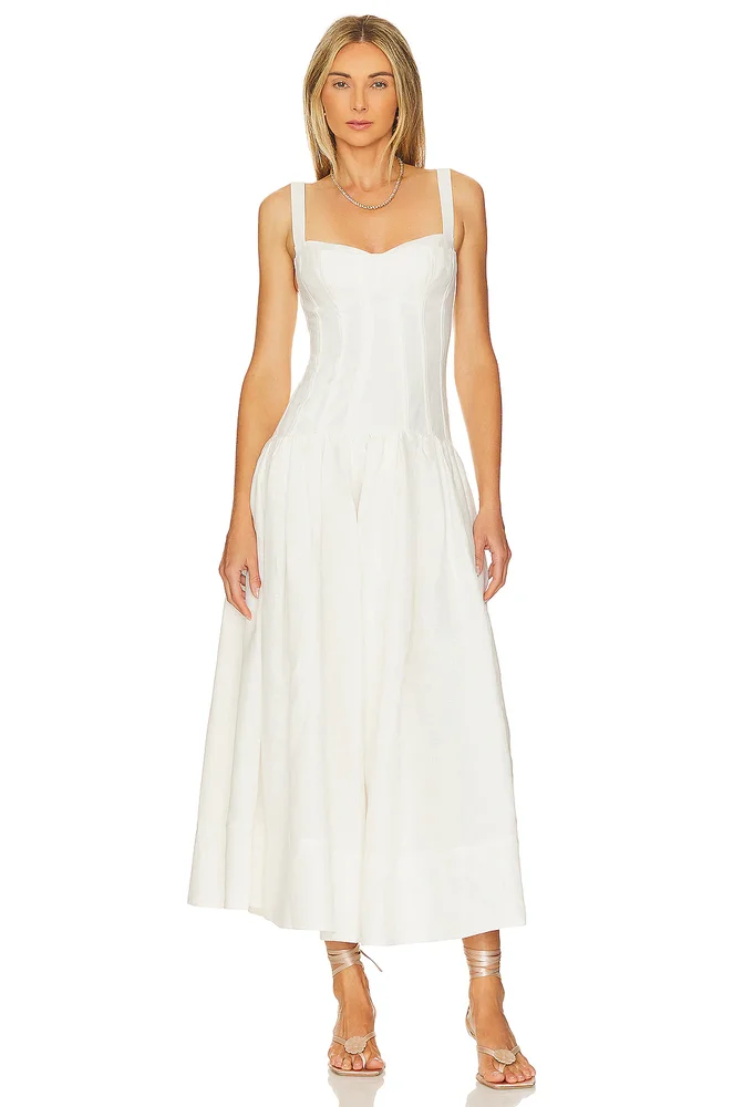Makenna Drop Waist Corset Midi Dress