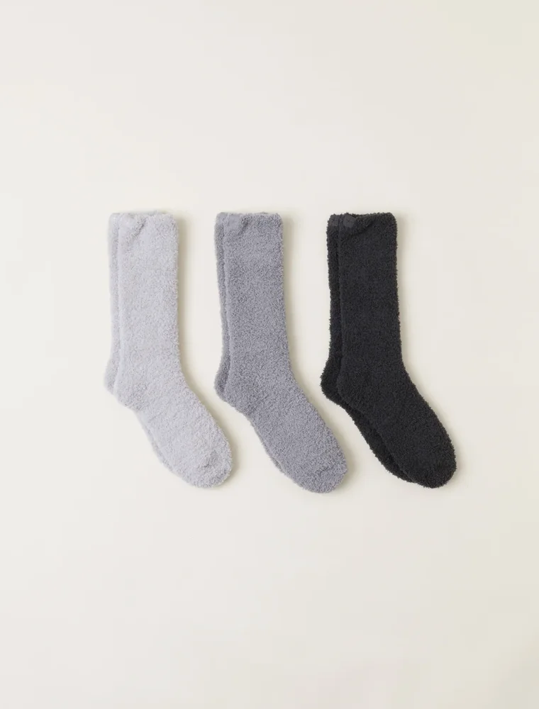 CozyChic 3 Pair Sock Set, Carbon Multi