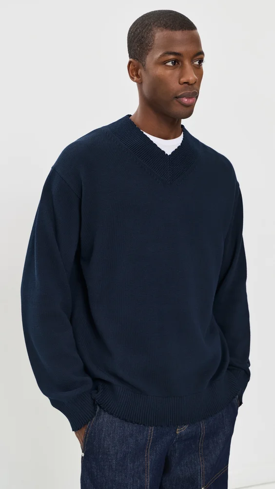Distressed V Neck Sweater