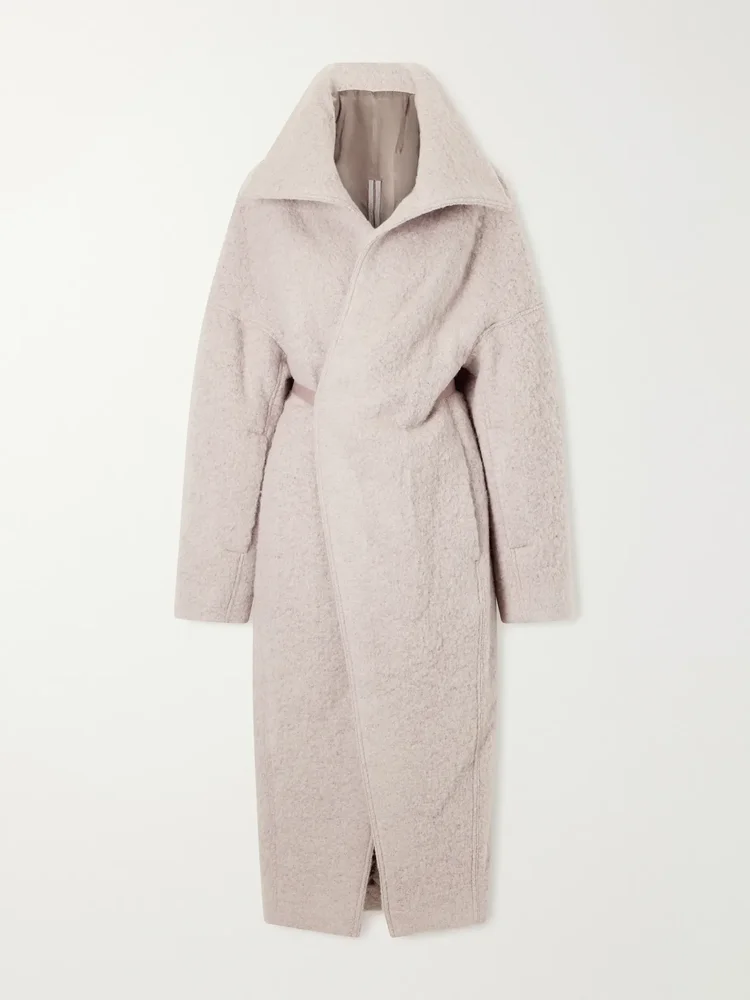 Dracucollar belted alpaca and virgin wool-blend coat