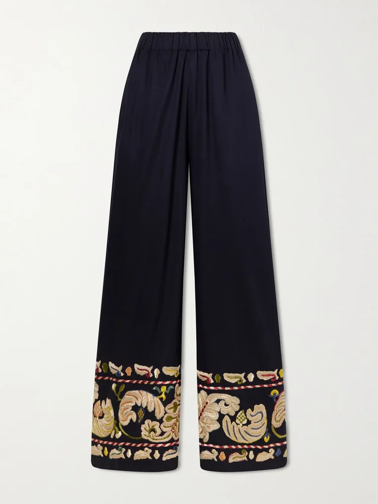 Feather Runner embroidered cotton-blend flared pants