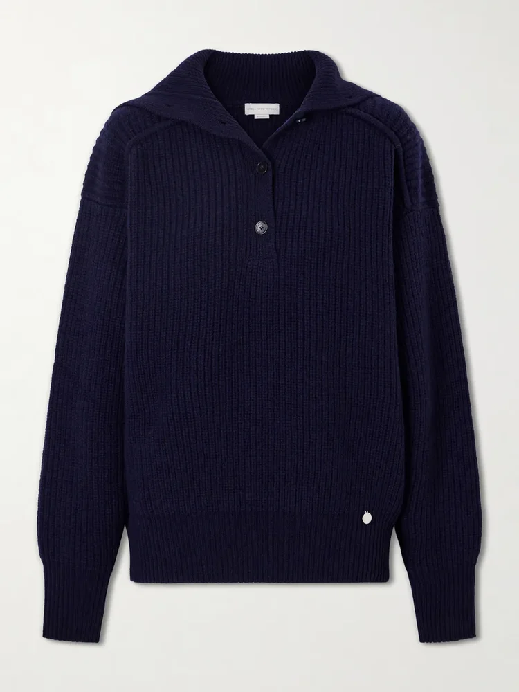 Ribbed-knit cashmere and wool-blend turtleneck sweater