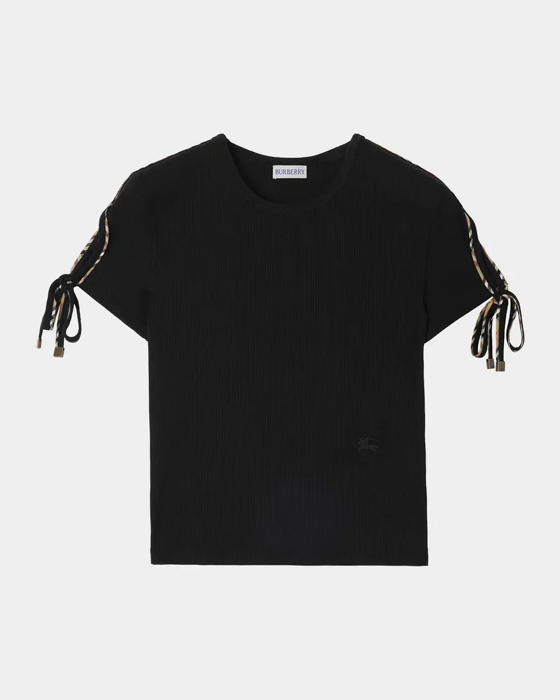 Taisie Cotton Tie-Sleeve Crop T-Shirt