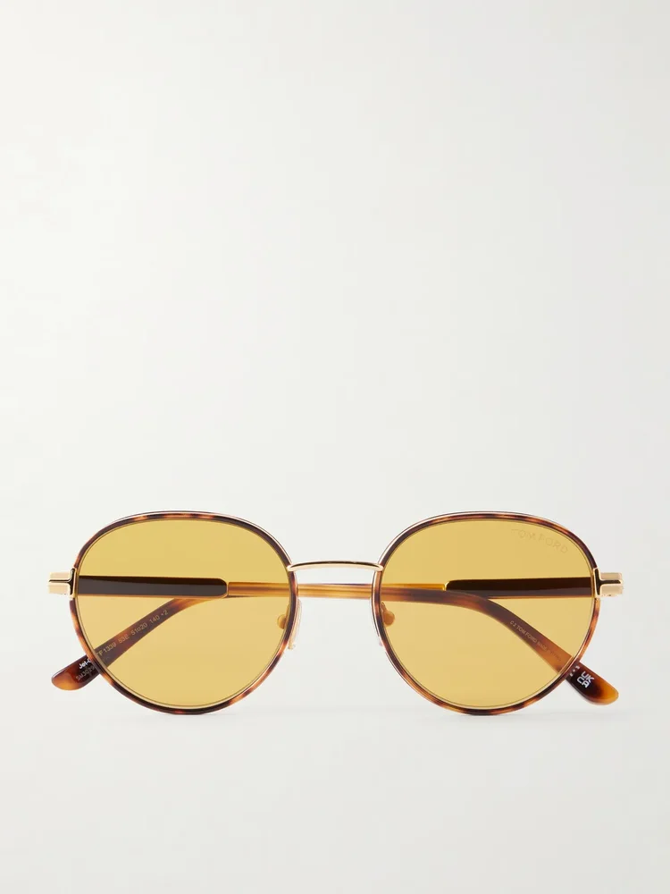 Jet-02 round-frame gold-tone and tortoiseshell acetate sunglasses