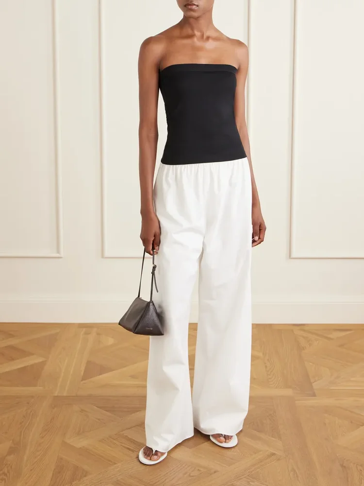 Bes strapless organic cotton-jersey top