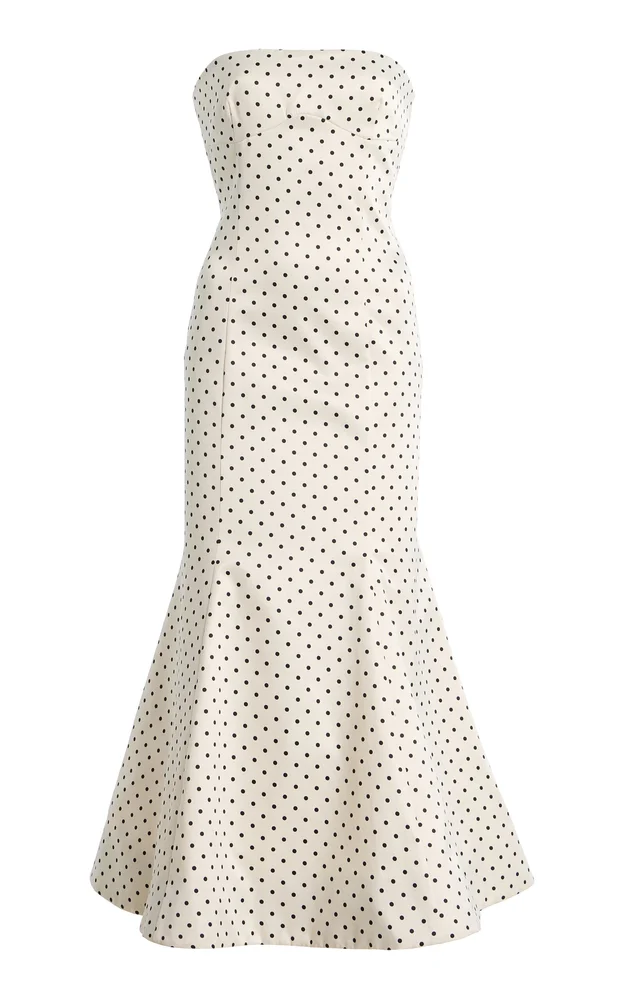 Polka-Dot Satin Midi Dress