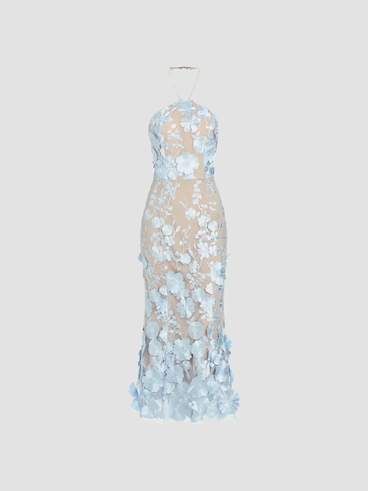 Jules Dress Floral Appliqué Midi-Dress
