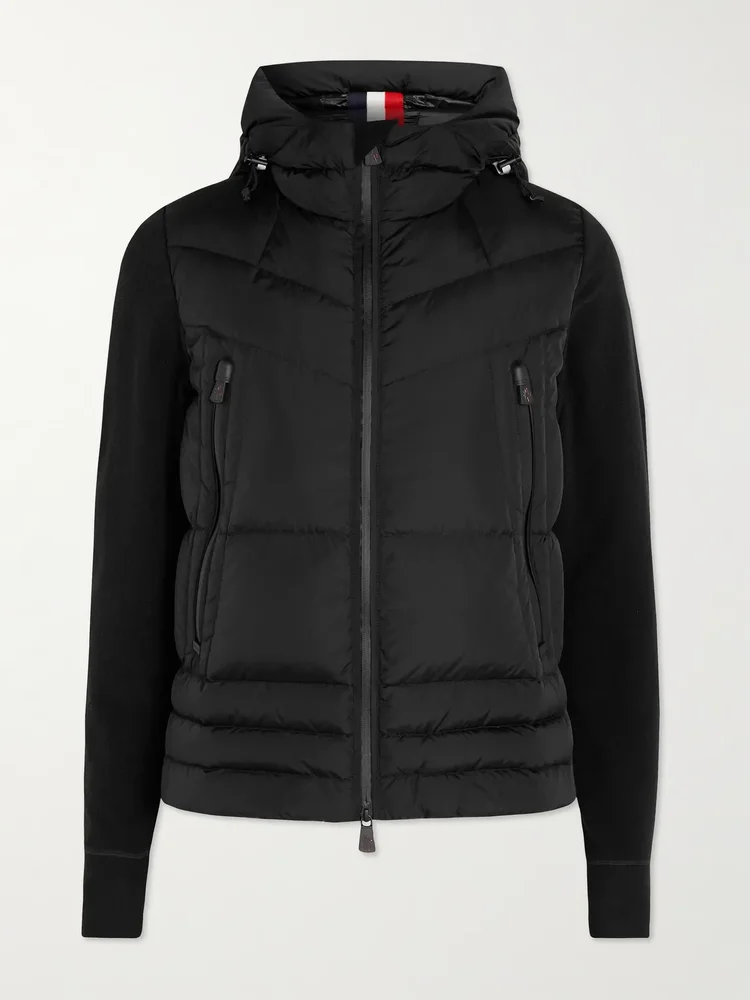 Fleece-Trimmed Quilted Shell Hooded Down Ski Jacket
