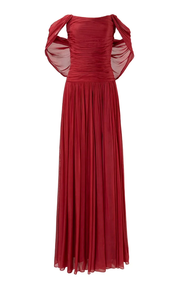 Private Crimson Ruffled Maxi Dress