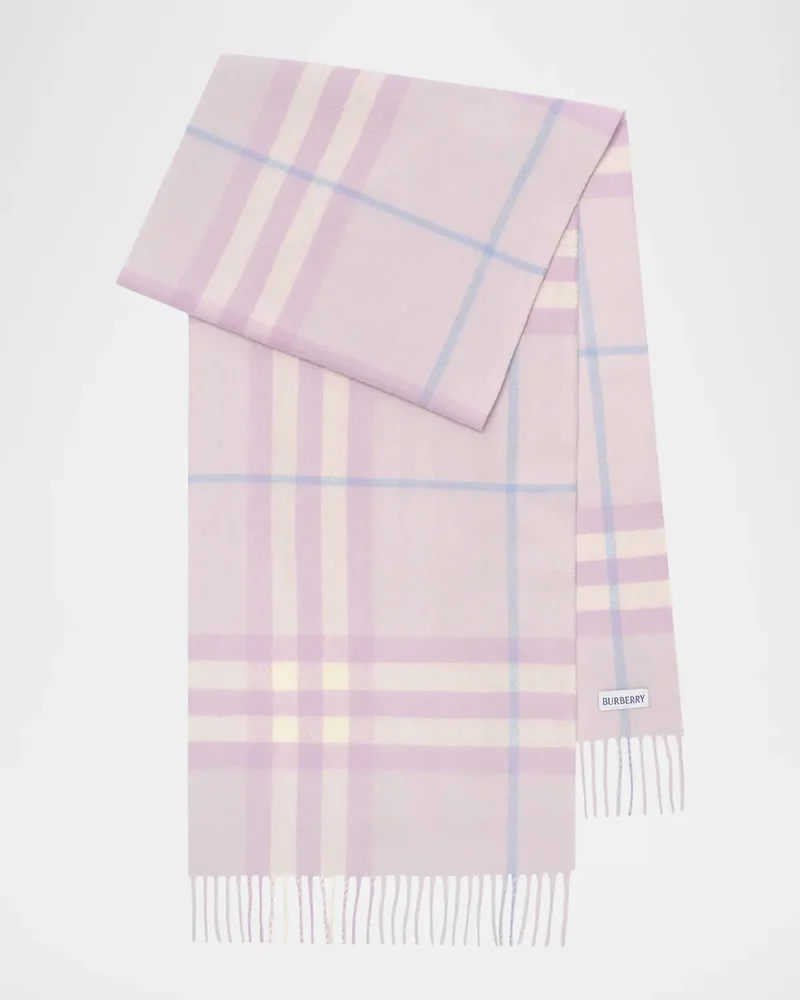 Fringe-Trim Check Cashmere Scarf