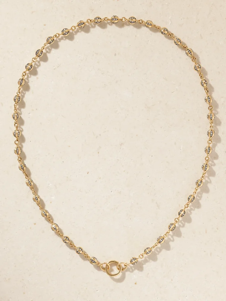 14-karat gold rhodium-plated diamond necklace