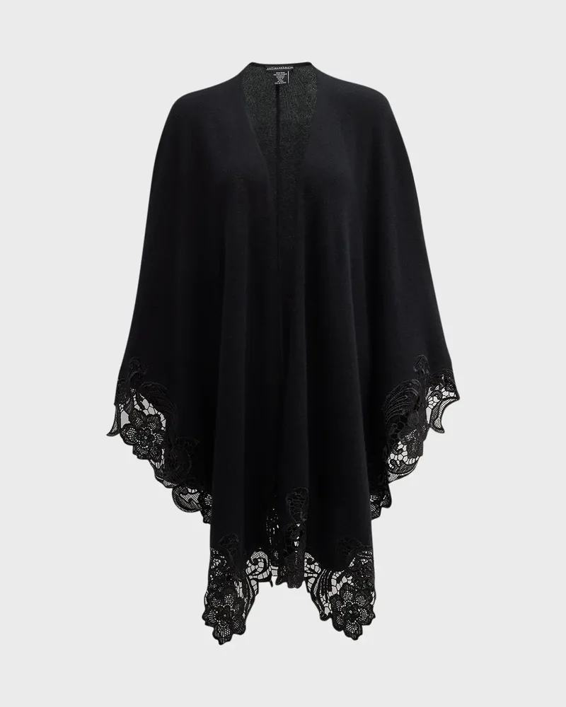 Cashmere Cape With Lace Trim