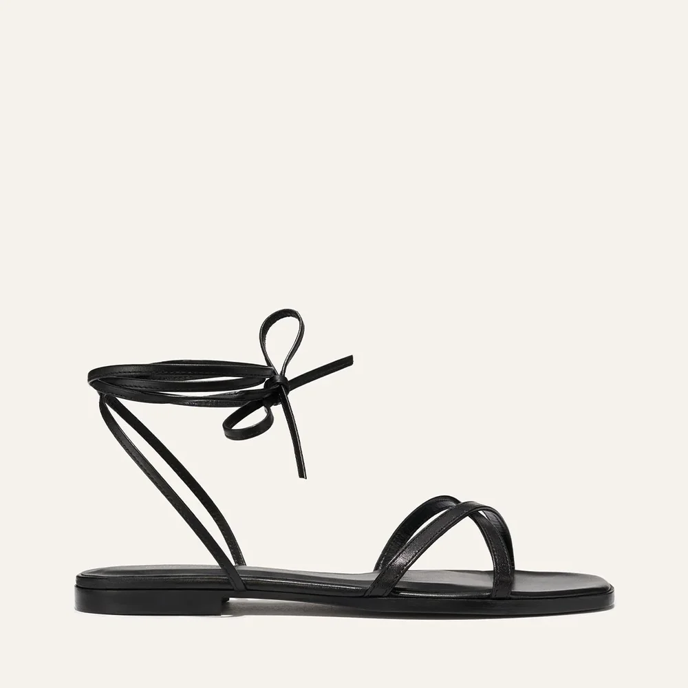 Wrap Sandal - Black Nappa