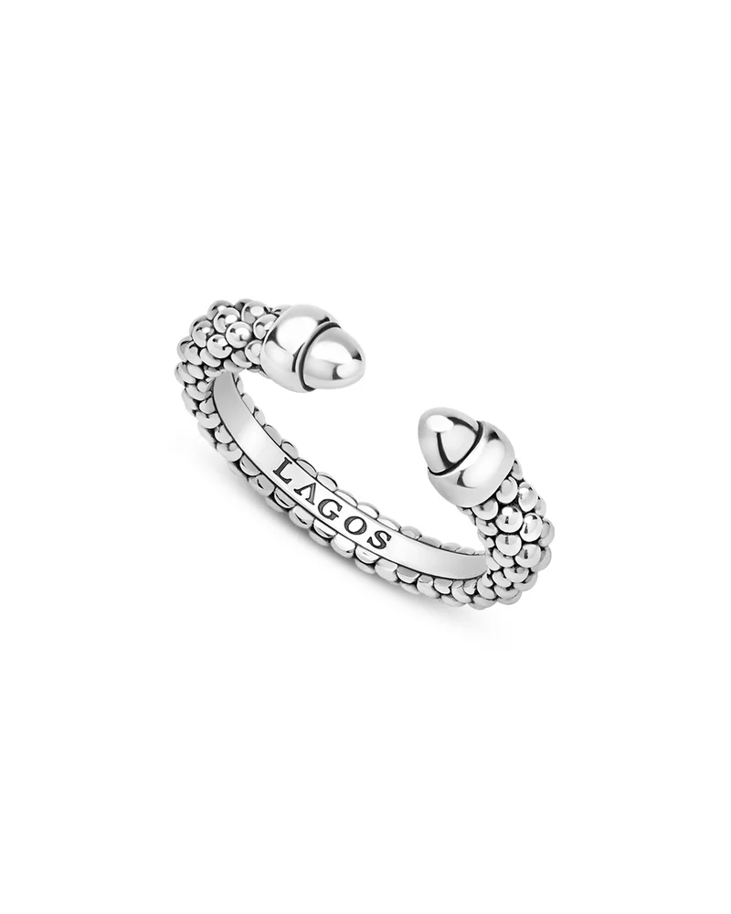 Sterling Silver Signature Caviar Beaded Stacking Ring