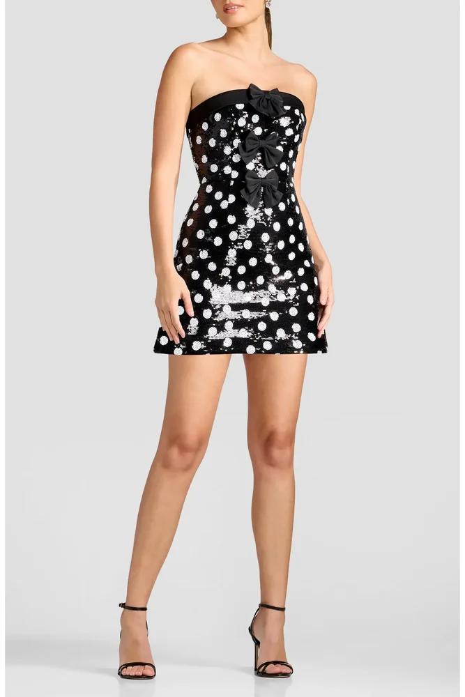 Alysia Dot Sequin Bow Cocktail Minidress