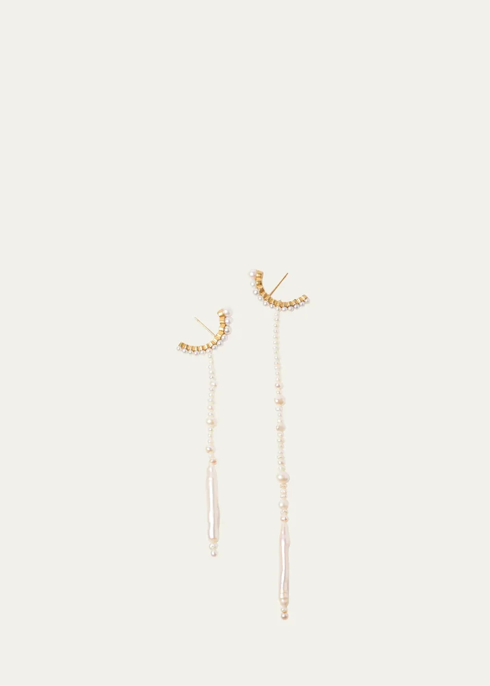 Lake Mismatched Pearl Linear Earrings