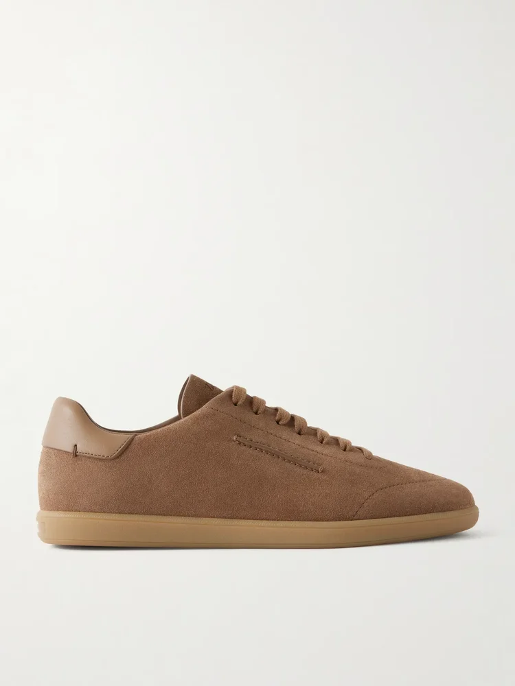 232 Leather-Trimmed Suede Sneakers
