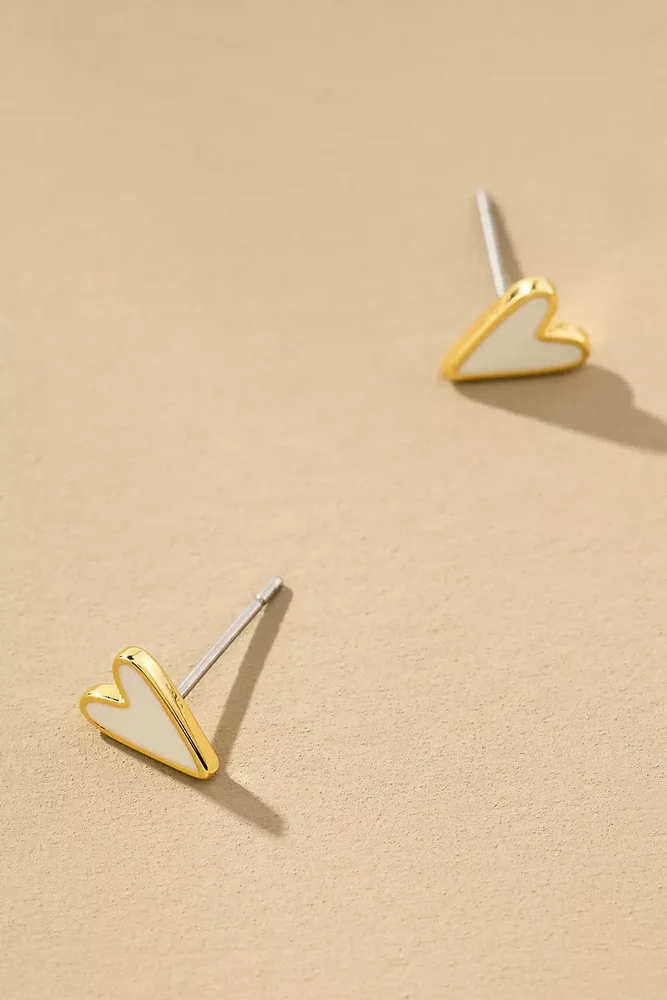 White Heart Stud Earrings