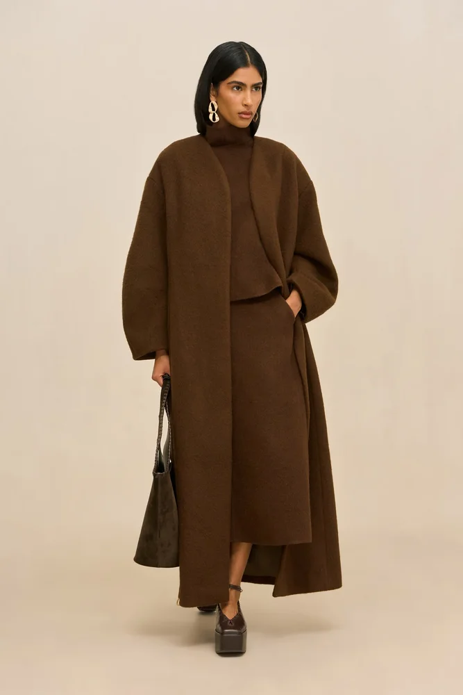 Brunella Coat in Dark Brown