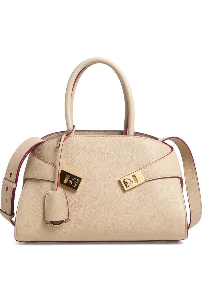 Small Hug Leather Top Handle Bag