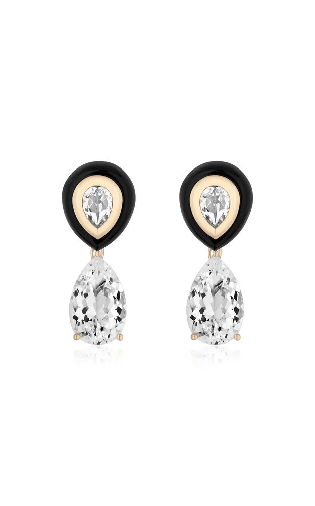 Adela 14K Yellow Gold White Topaz Earrings