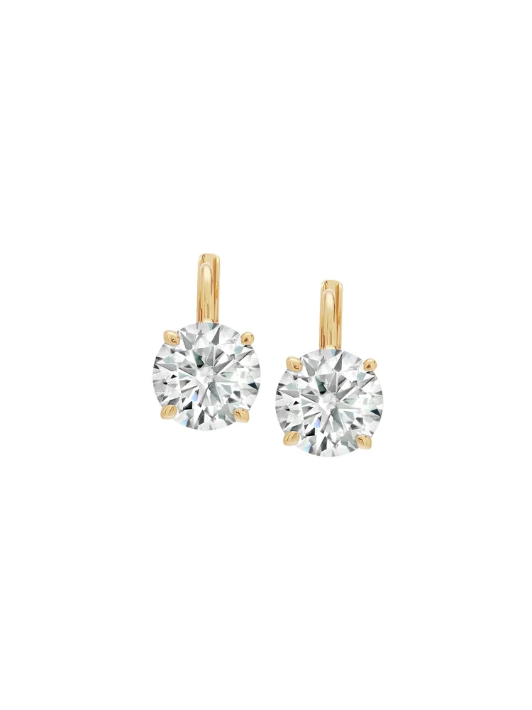 Marie Round-Cut Earrings in Moissanite, Gold Vermeil