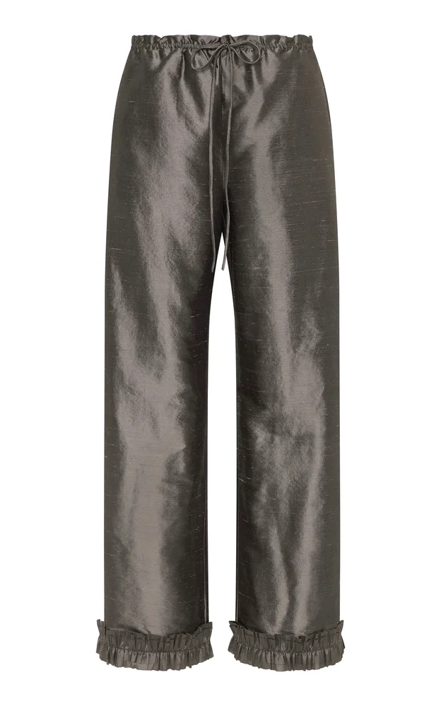 Silk-Blend Ruffle Pants