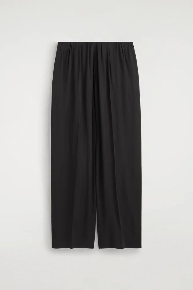 Elasticated Twill Straight-leg Pants