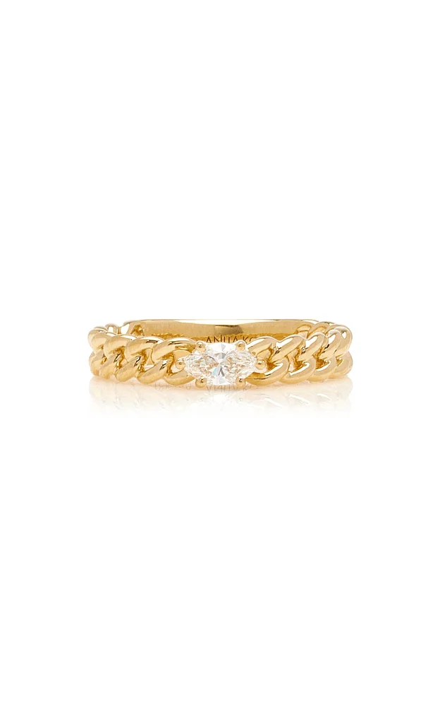 18K Yellow Gold Diamond Chain Link Ring