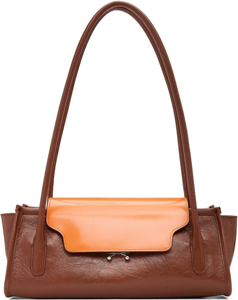 Brown & Orange Leather Trunkette Bag