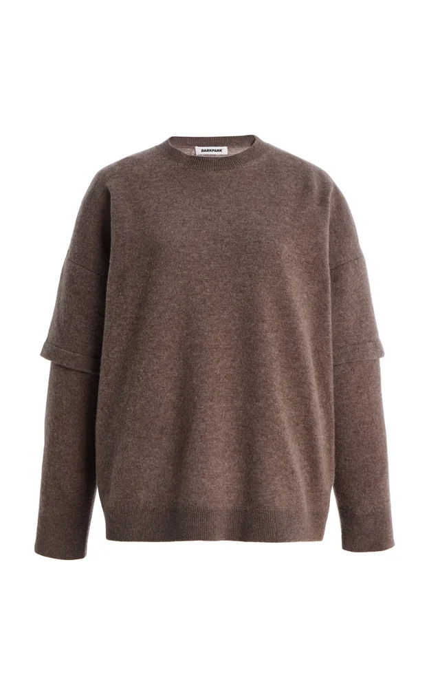 Troy Double-Sleeve Cashmere-Wool Top
