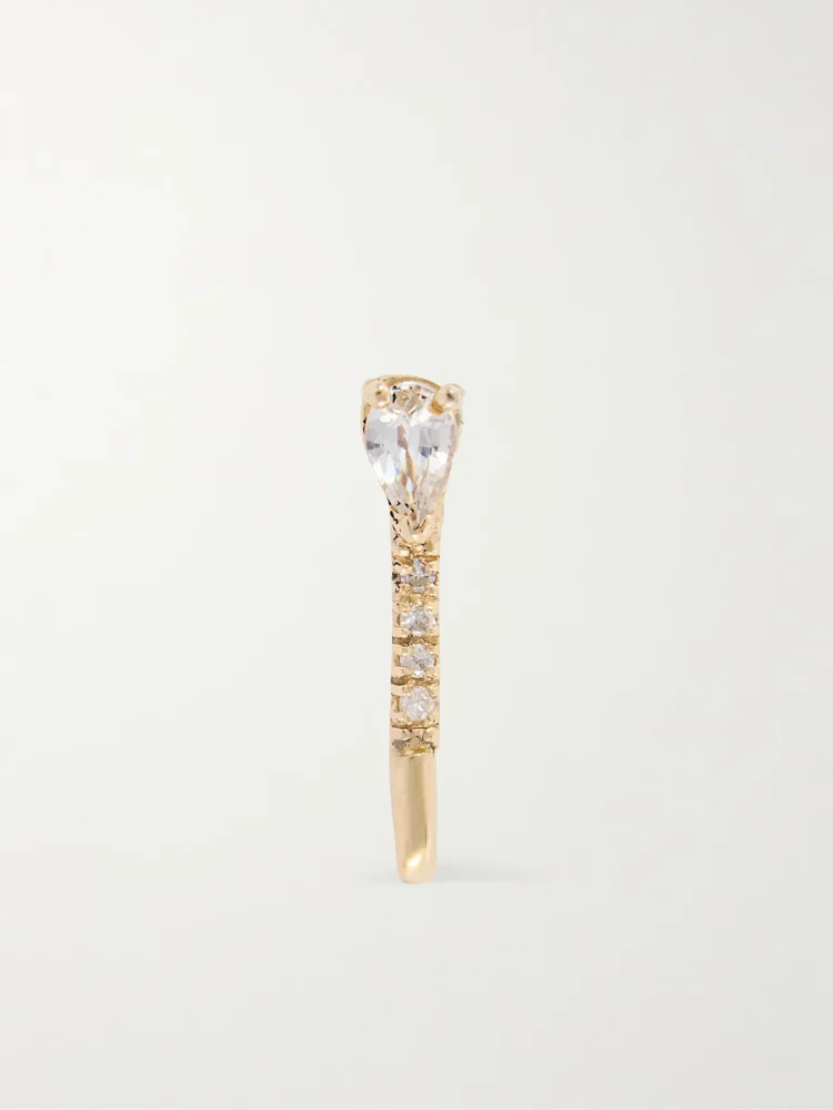 Safety Pin 14-karat gold sapphire earrings