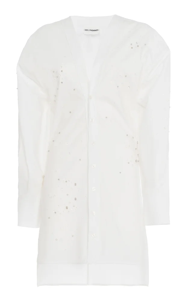 Embroidered Poplin Shirt Mini Dress