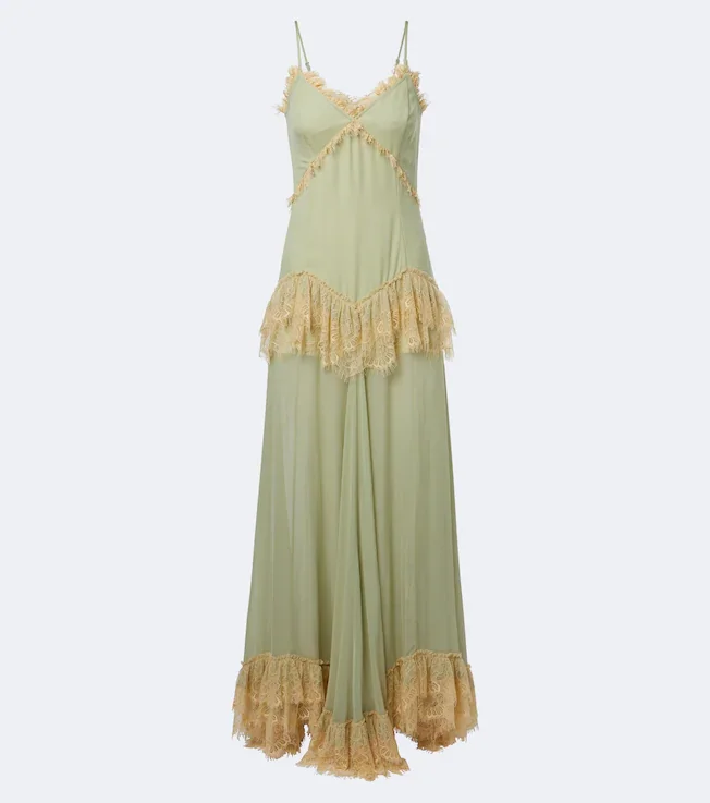 Estela lace-trimmed georgette maxi dress