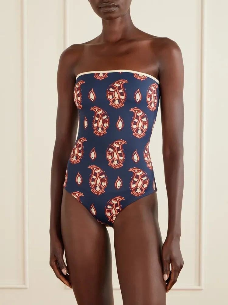 Alta Mar printed strapless swimsuit
