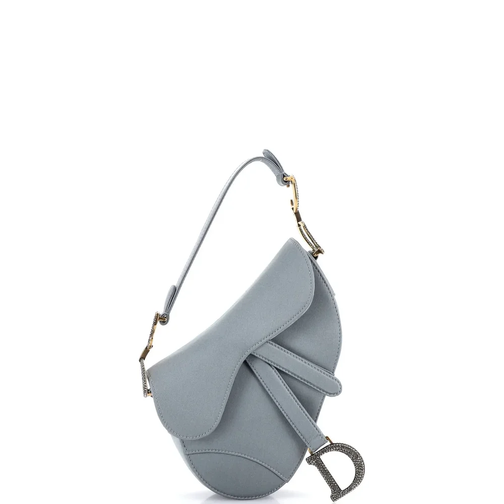 Dior Saddle Handbag Satin with Crystals Mini, Blue