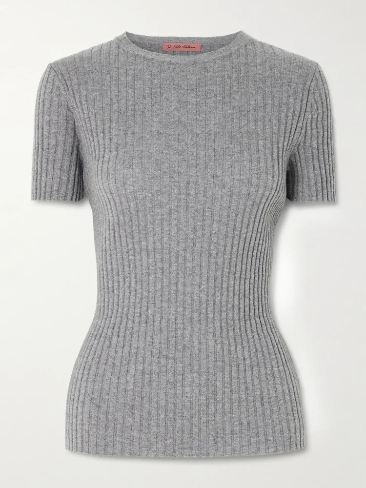 Ribbed cashmere T-shirt