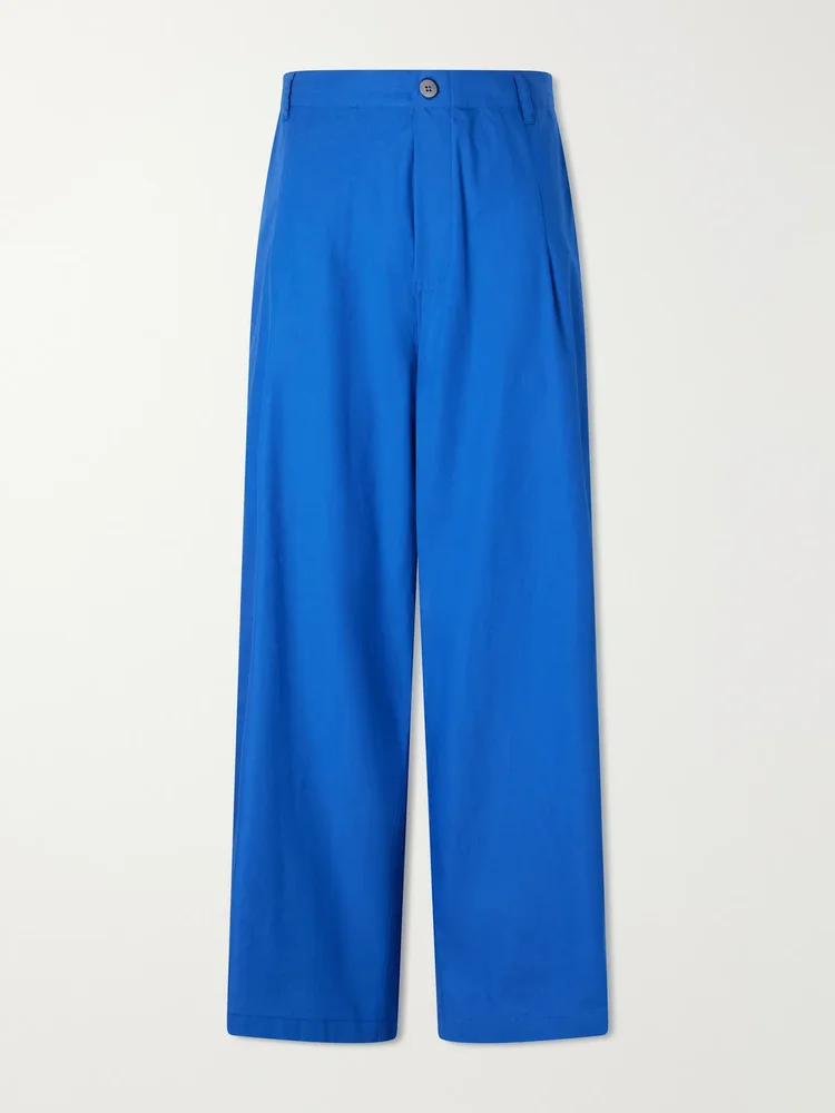 Lotus cotton-poplin wide-leg pants
